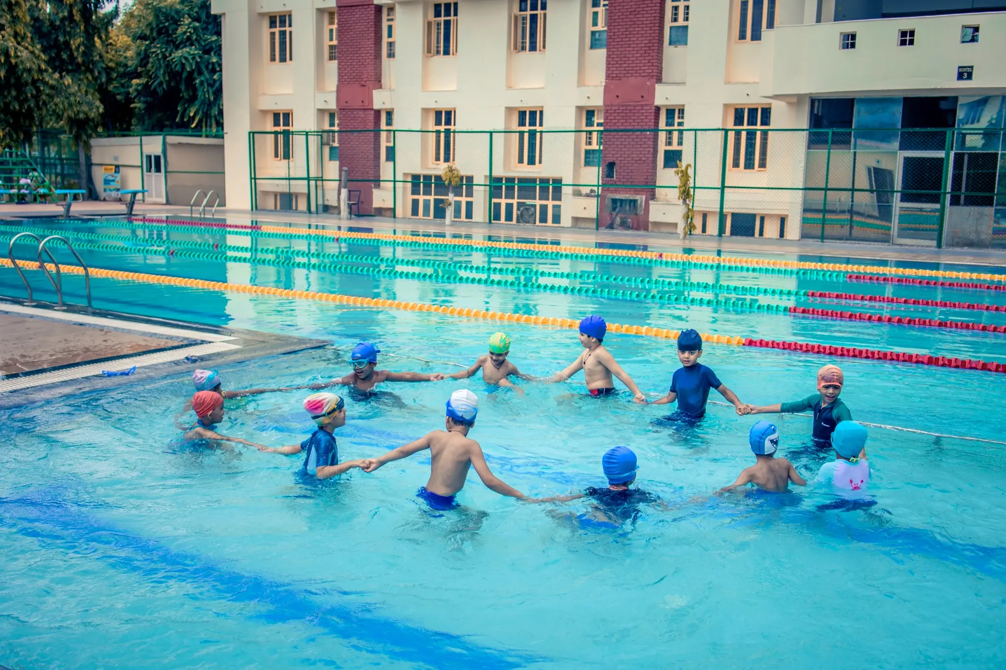 students of Mayoor school enjoying in Swimming Pool