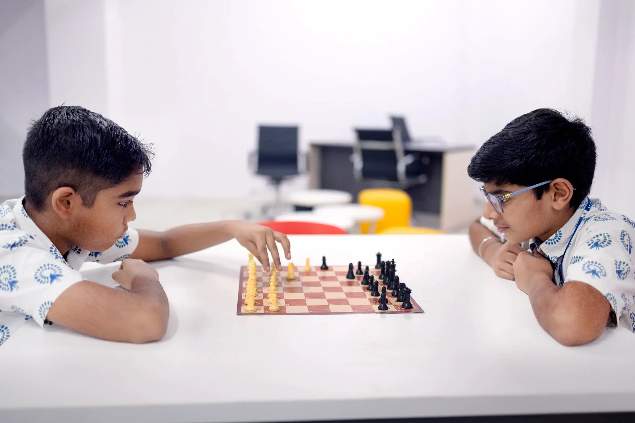 Student of Mayoor School PLaying chess