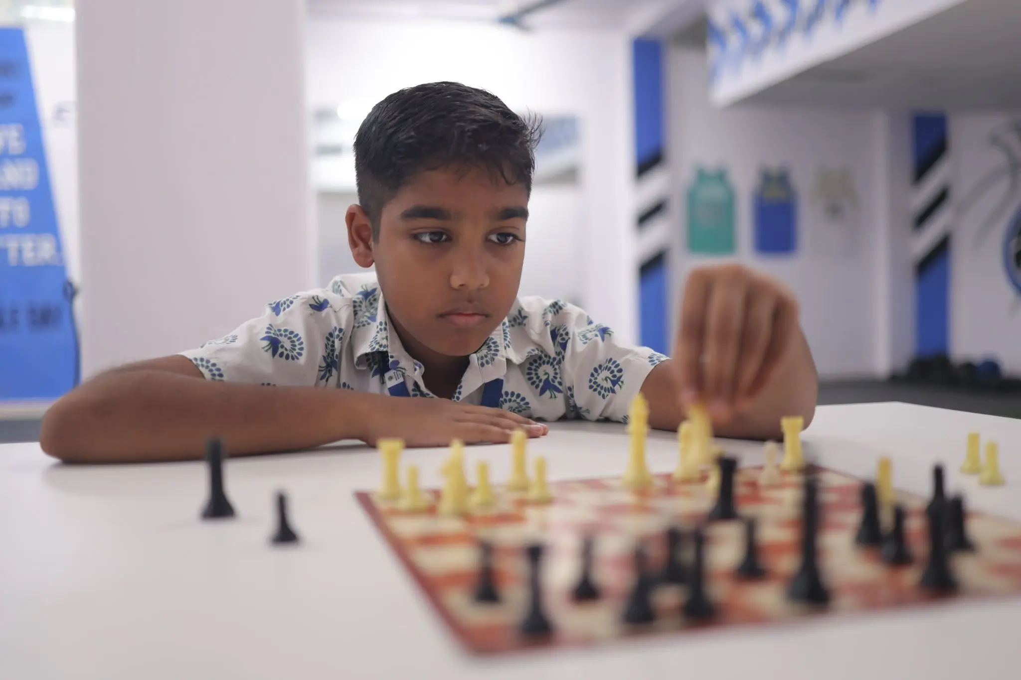 student playing chess