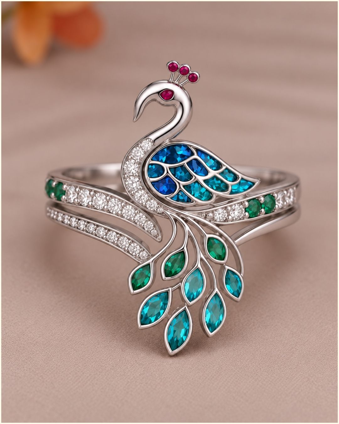 Silver Peacock Ring